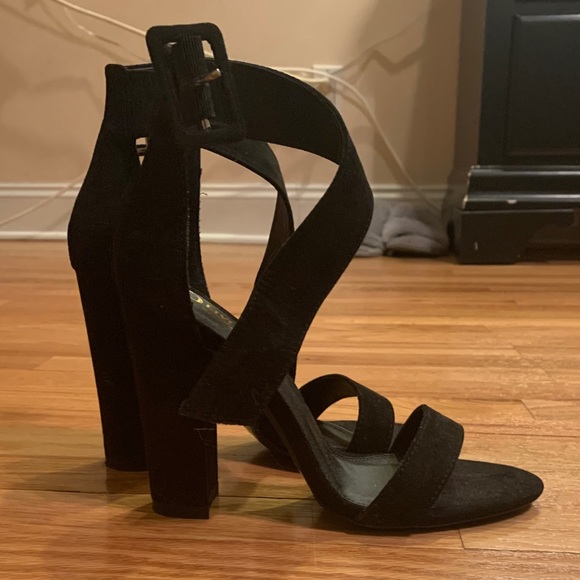 Suede Buckle Block Heels - Picture 3 of 5